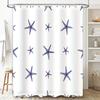 Delightful Starfish Printed Shower Curtain Luxury Blue 3D Pattern Waterproof Bathroom Decor Rectangular Shape, Size W72 x L84 In