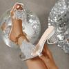 Damen High Heels Wasser Diamant Blume Sandalen Transparent Dicke Sohle Damenschuhe Partykleid Hausschuhe Mules Schuhe