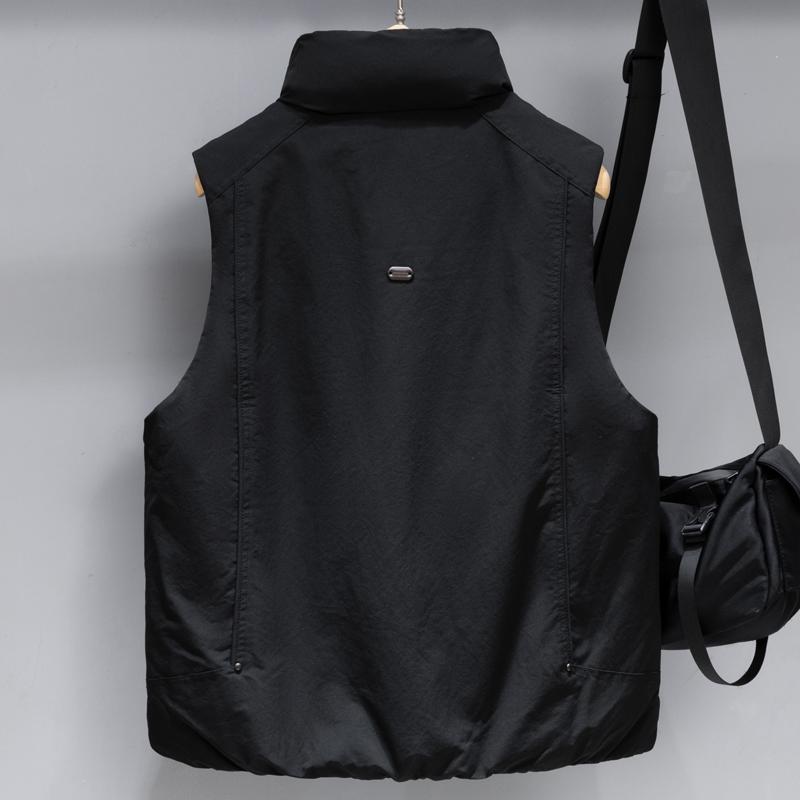 Men 50% White Duck Down Sleeveless Vest, Stand‑Collar Warm Zip‑Up Waistcoat Casual Winter Daily Outerwear Gilet