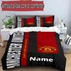 3pcs Duvet Cover Set (1*Duvet Cover + 2*Pillowcase, Without Core), Custom Name Manchester Football F.C Pattern Bedding Set, Home Bedroom Decor Gift