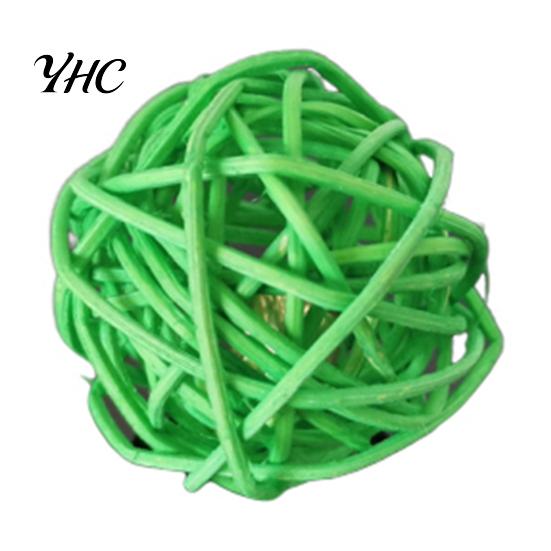 Rattan Teaser Ball With Bell Cage Shape Toy Portable Cat for Home Wicker зелёный