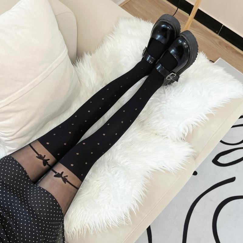 Sexy Women Faux Thigh High Socks Pantyhose Japanese JK Cute Jacquard Pattern Patchwork Stockings Mock Suspender Tights