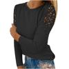 Womens Lace Hollow Out Tops Fall Cold Shoulder Shirts Long Sleeve Crewneck Blouses Casual Loose Pullover Shirts