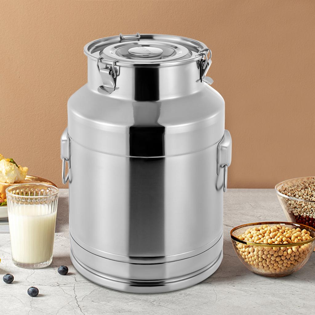 304 Stainless Steel Milk Can, 28 Liter Large Capacity Sealed Lid, Multipurpose Liquid Storage Container for Dairy, Wine, Brewing