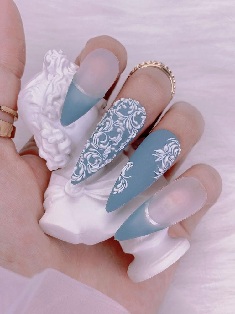 1 Sheet White Embossed Flower Lace 5D Sticker Decal Wedding Nail Art Designs Floral Manicure Decor Nail Art Decorations