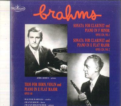 CD LEOPOLD ULACH JORG DEMUS  WALTER   Brahms Clarinet Sonata No1 In F Min CD13 WESTMINSTER South Kore Classical Used