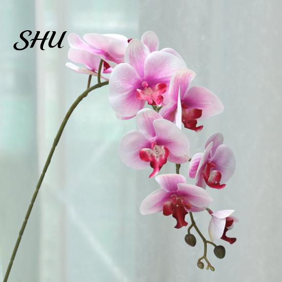 Simulation Artificial Flower No Fade Not Wither Vivid Realistic Exquisite Decorate Fabric 9-Heads Butterfly Orchid for Gift Fake