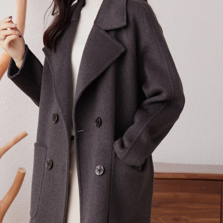 Γυναικείο 2024 Κορεατικό Στυλ Φαρδύ Μακρύ Παλτό Κασμίρ Μινκ Μαλλί - Αδυνατιστικό Παλτό Καρντιγκάν Μεγάλο Μέγεθος