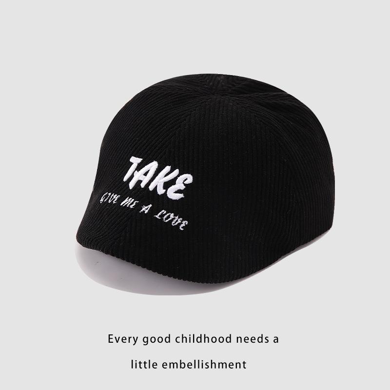 JYL TS Сделай сам Возьми Детская кепка Вельветовая С буквой Кепка-газетчик Хлопок black_50CM безопасность оранжевый