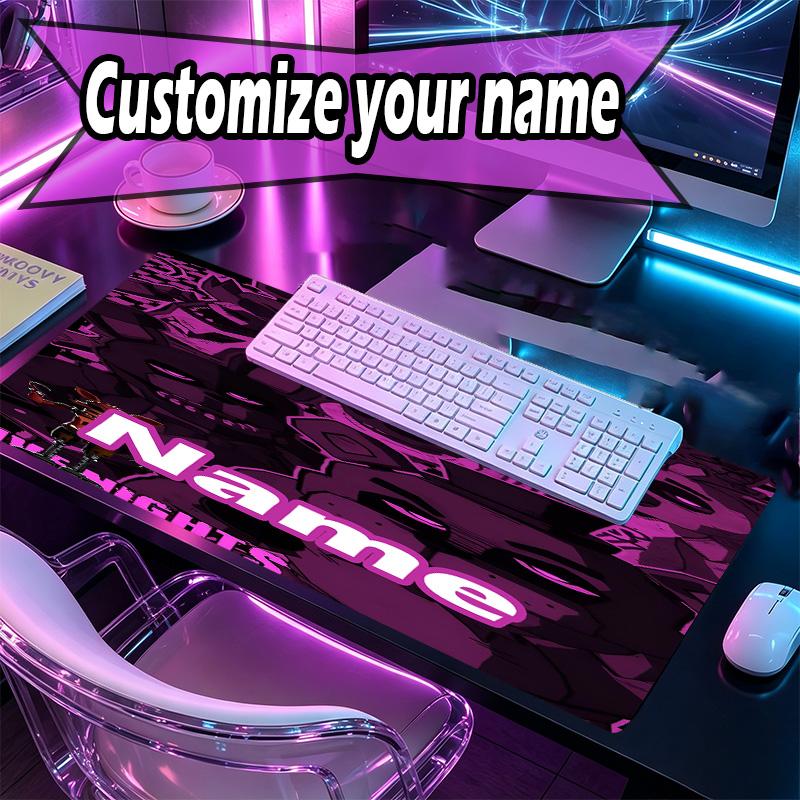 Custom Name Personalized Five Nights At Freddy's Pattern Mousepad, Laptop PC Desk Mat, Decorative Desk Mat for Home Keyboard Pad Gift