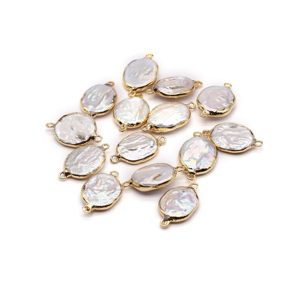 1Pcs/2Pcs Baroque Pearl Connector Freshwater Pearl Round Connector For Jewelry Making DIY Earrings Necklace Accessory