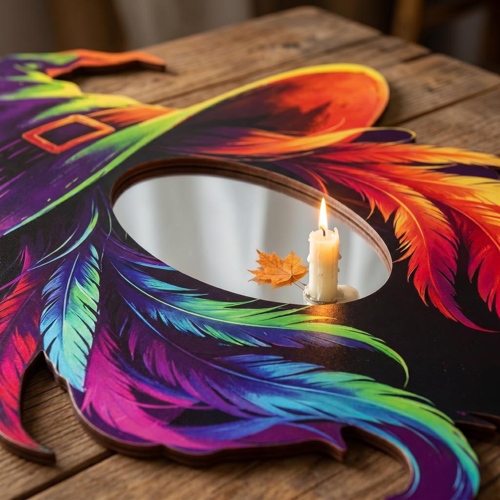 Wooden 2D Mirror Halloween Decoration for Party and Home Decor