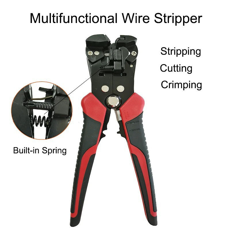 Self-adjusting Wire Stripper, 8-Inch Automatic Wire Stripper for 10-24 AWG Solid and Stranded Wire, 3 In 1 Function