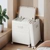 Foldable Storage Box with Wheels and Lid Large Capacity Organizer Plastic Storage Container for Bedroom Bathroom & Laundry Room