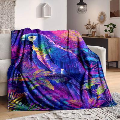 1pc Parrot Jungle Blanket, Lightweight Flannel Throw Blanket for Sofa, Bed, Travel, Camping, Living Room, Office, Couch, Chair, and Bed