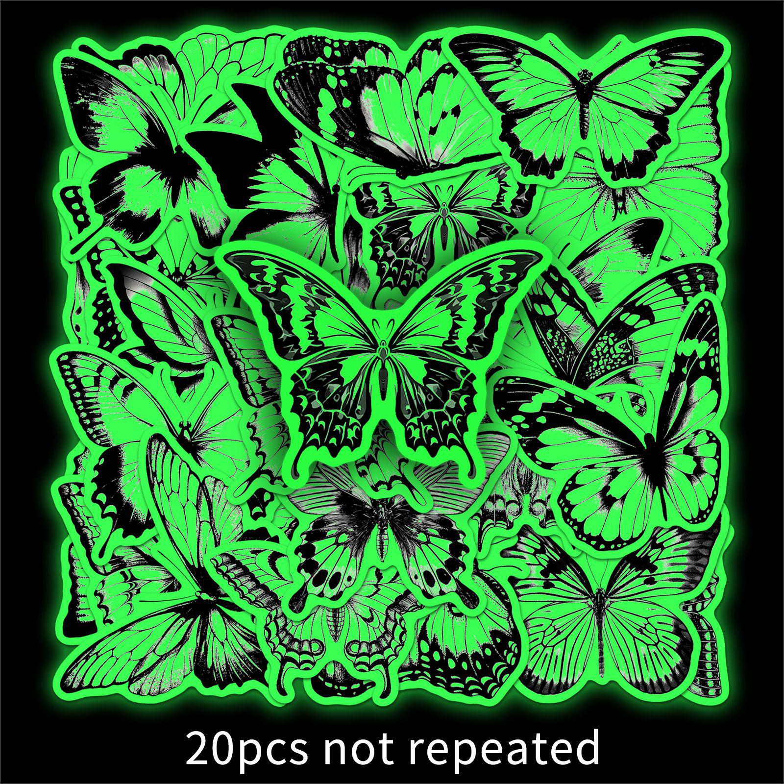 20 Sheet Luminous Butterfly & Animal Glow-in-the-Dark Waterproof Wall & Glass Stickers