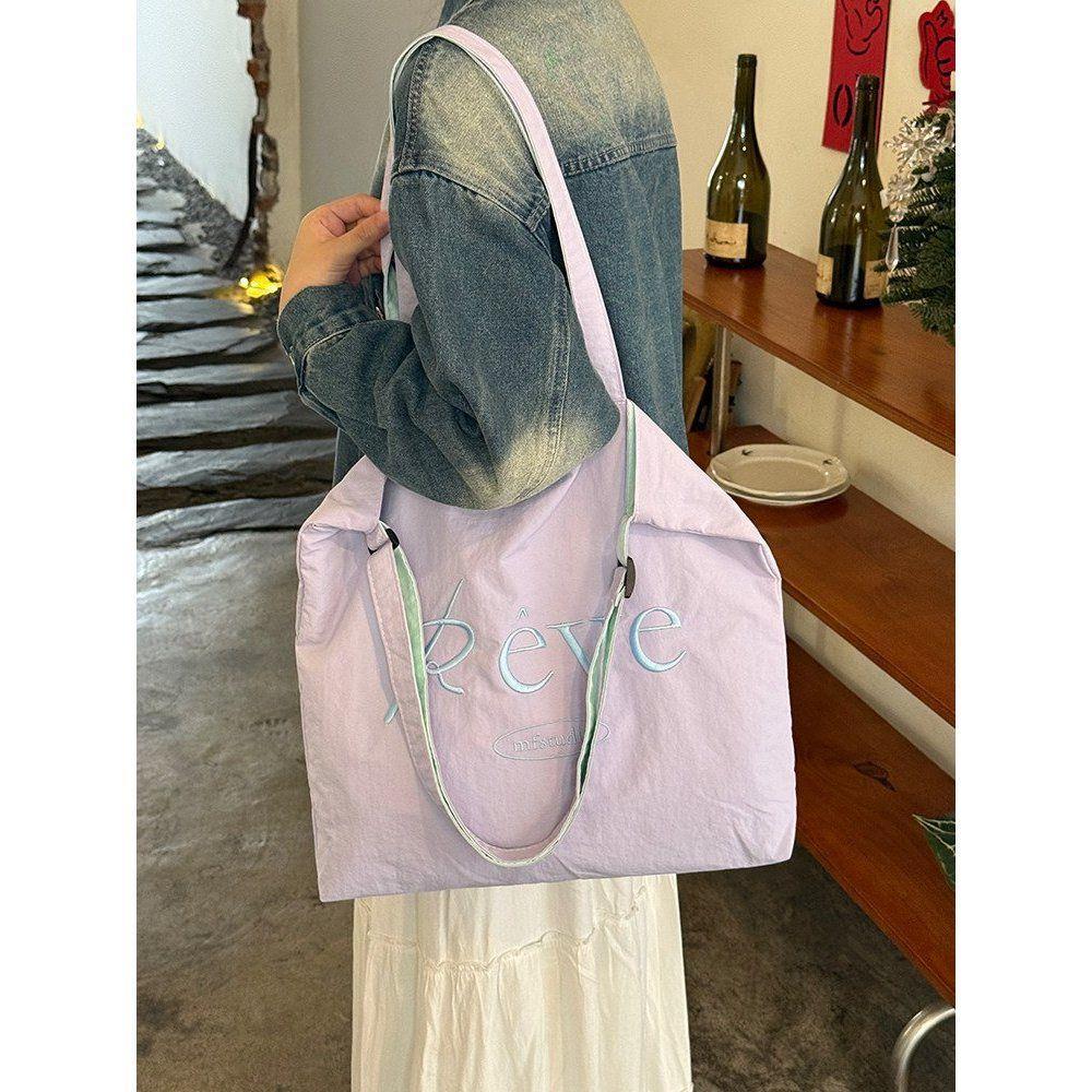 

Double-sided Single-shoulder Crossbody Bag for Students Commuting To and From School, Tote Bag фіолетовий
