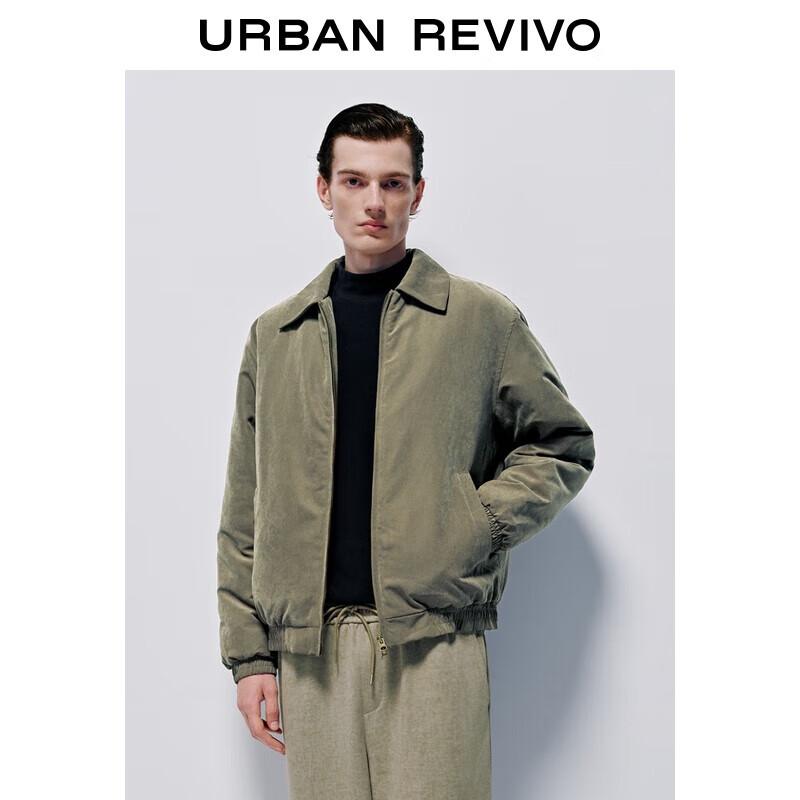 

UR2025 Men s Winter Casual Loose Fit Lapel Double-Zip Padded Jacket XS