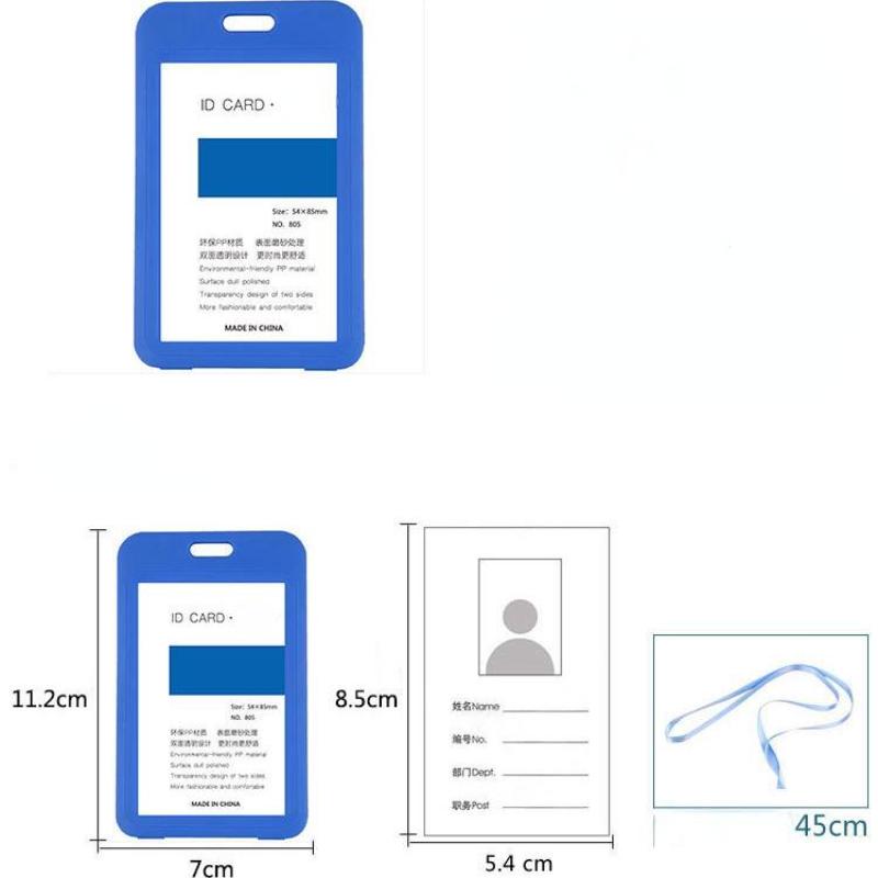 5set Plastic Solid Credit Card Cover Sleeve with Lanyard Office Student Girl Bus ID Card Holder Case Protector for Women Men