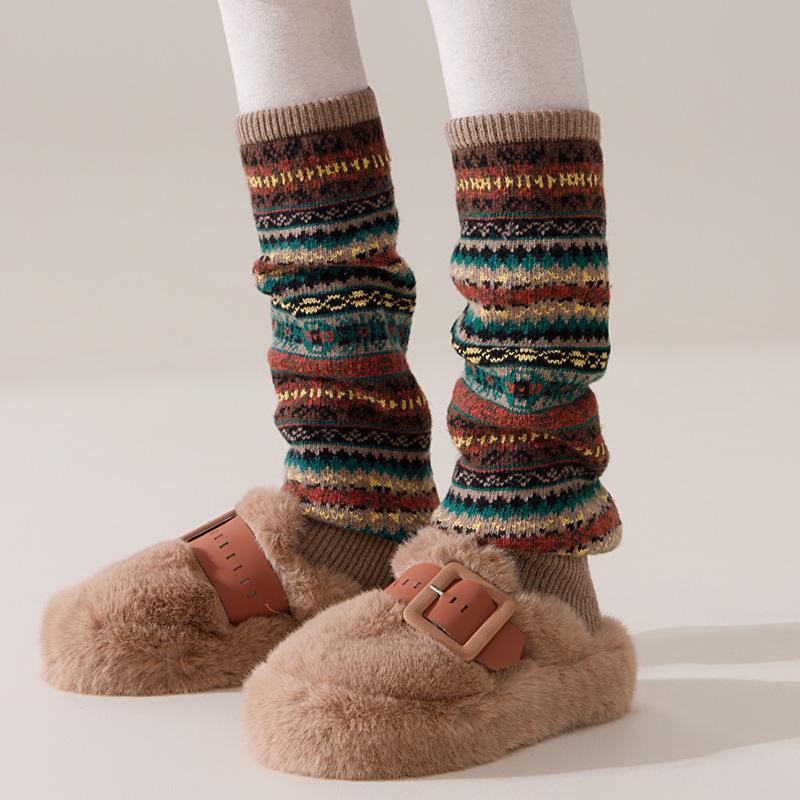 

Флуоресцентные камуфляжные богемные шерстяные гетры выше колена для женщин One Size