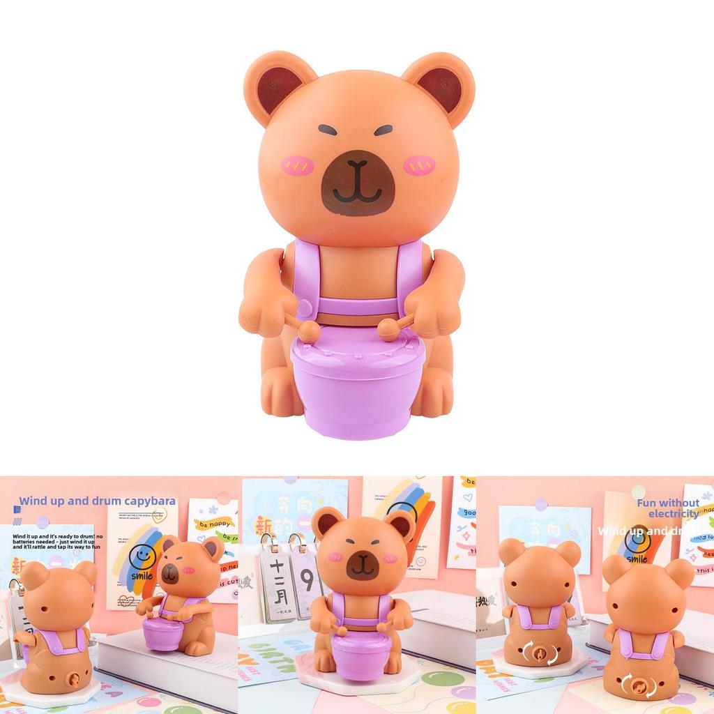 Capybara Toy Drum With Spring Mechanism For Early Childhood Learning And Sensory Development