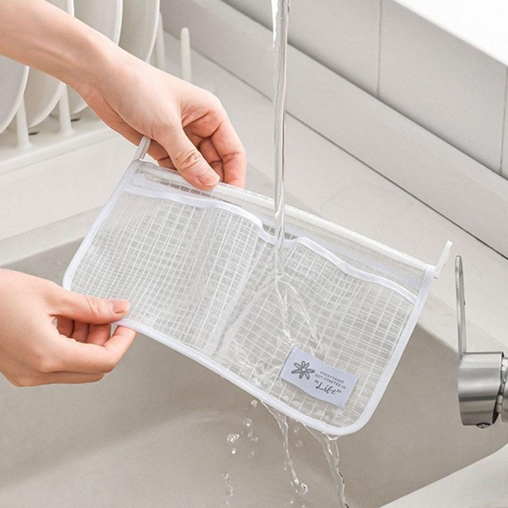 New Mesh Refrigerator Storage Bag Double Grid with Hook Kitchen Storage Pockets Large Capacity Refrigerator Organizer Hanging