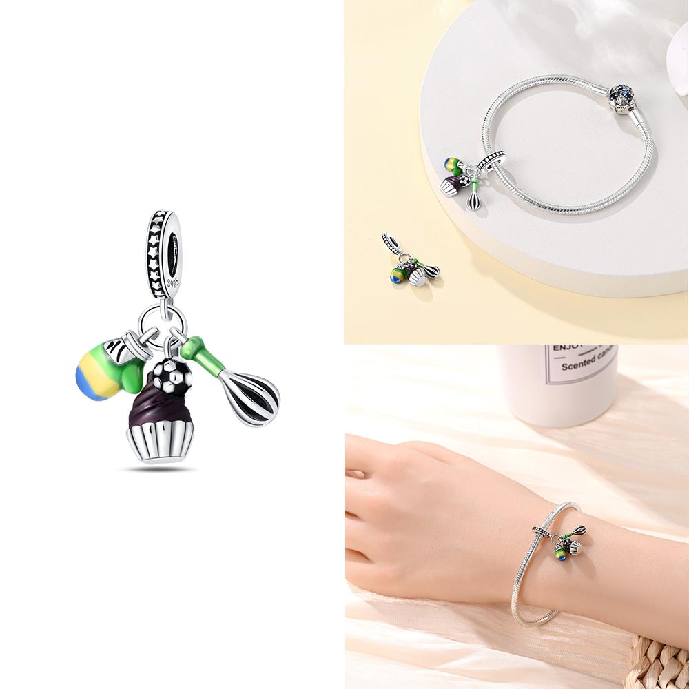 Green Color Four-Leaf Clover Avocado Copper Cactus Green Series Charms Beads Fit 3Mm Original Bracelet Diy Jewelry Gift