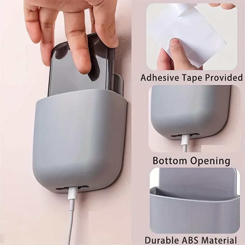 1PC Wall-mounted Storage Box Without Drilling Is Used for Remote Control and Mobile Phone Charging. Practical Hook for Mobile Phone Storage Rack