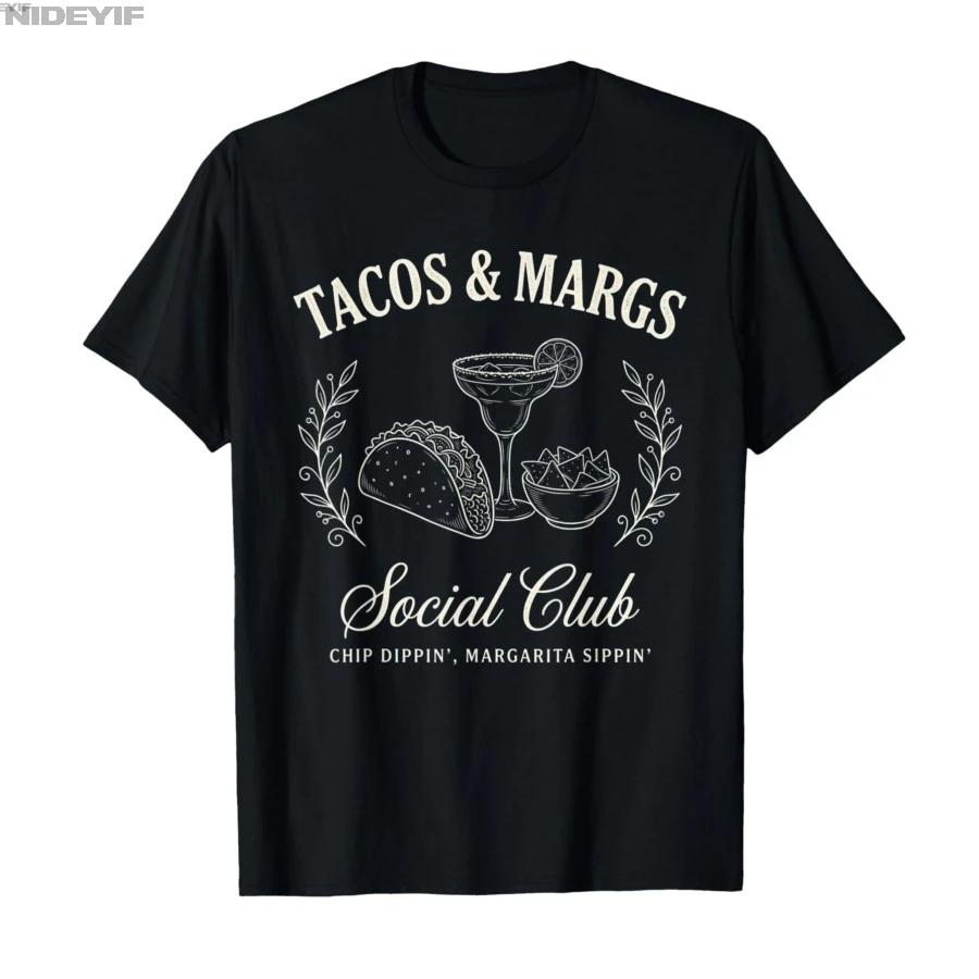 Футболка с принтом Tacos Margs Social Club Chip Dippin Margarita Sippin для мужчин и женщин, 100% хлопок, с коротким рукавом 04272 S