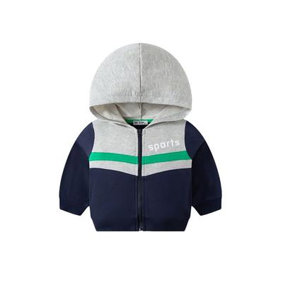 Children's Clothing, Kids' Hooded Color-Blocked Zip-Up Shirt, Spring and Autumn Boys' Letter Sweatshirt Jacket, Boys' Pure Cotton Thin Clothing