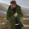 Men Coat Lapel Long Sleeve Single Breasted Winter Jacket with Pockets Solid Color Velvet Lining Thickened Autumn Winter Outerwear
