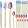 24Pcs Dinnerware Set Stainless Steel Tableware Knifves Forks Spoons Black Gold Cutlery Mirror Flatware Kitchen Dinner Silverware