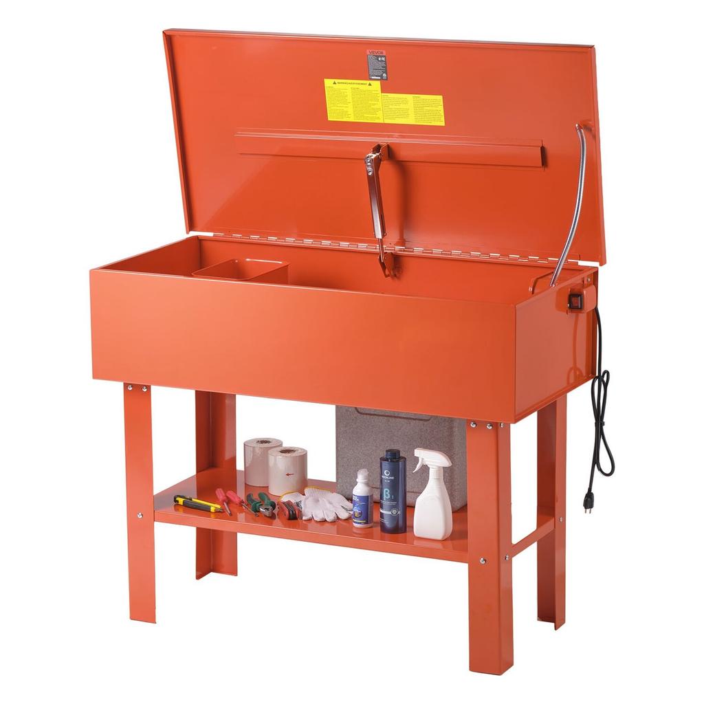 Parts Washer 151L Tank, 65L Solvent Capacity, 3L Per Minute Max Pump Output, Heavy Duty Steel Cabinet Electric Pump Automotive Parts Washer Cleaner