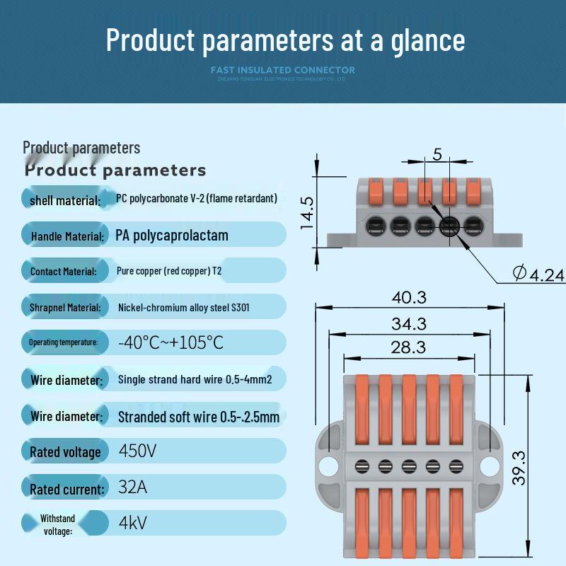 Unitek PCT-222 Multi-in/Out Quick Wiring Terminal for Soft and Hard Wire