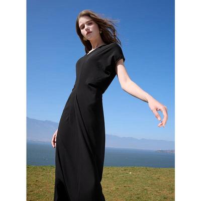Sancai 2025 Spring V-Neck A-Line Long Dress