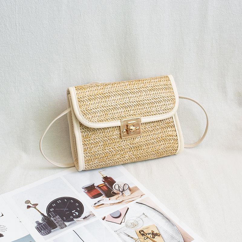 

Women s bag new fashion casual rattan woven lock crossbody small square bag shoulder bag белый