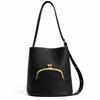 Large Capacity Bucket Tote Bag Women With Snap External Pocket Streetwear Shoulder PU Leather