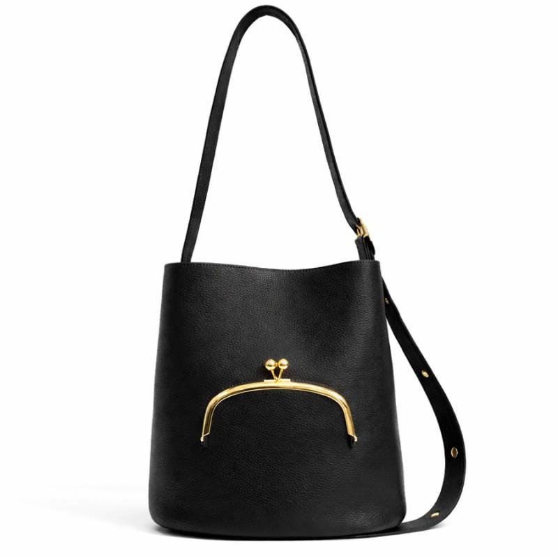Large Capacity Bucket Tote Bag Women With Snap External Pocket Streetwear Shoulder PU Leather