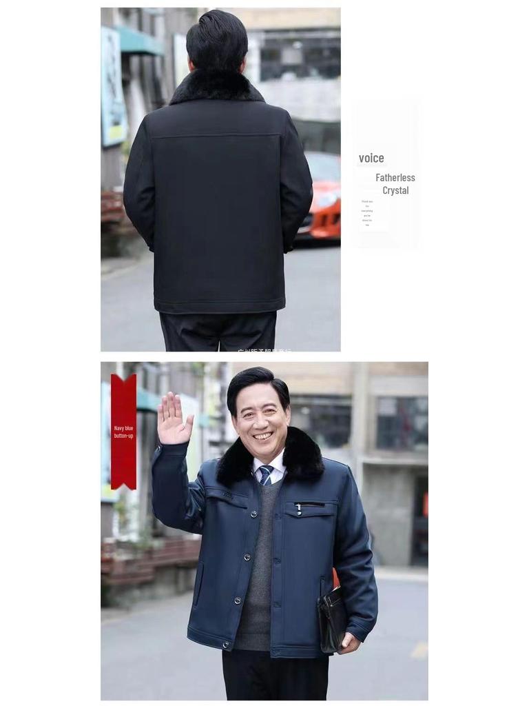 Men's Thick Velvet-Lined Winter Coat for Middle-Aged and Elderly