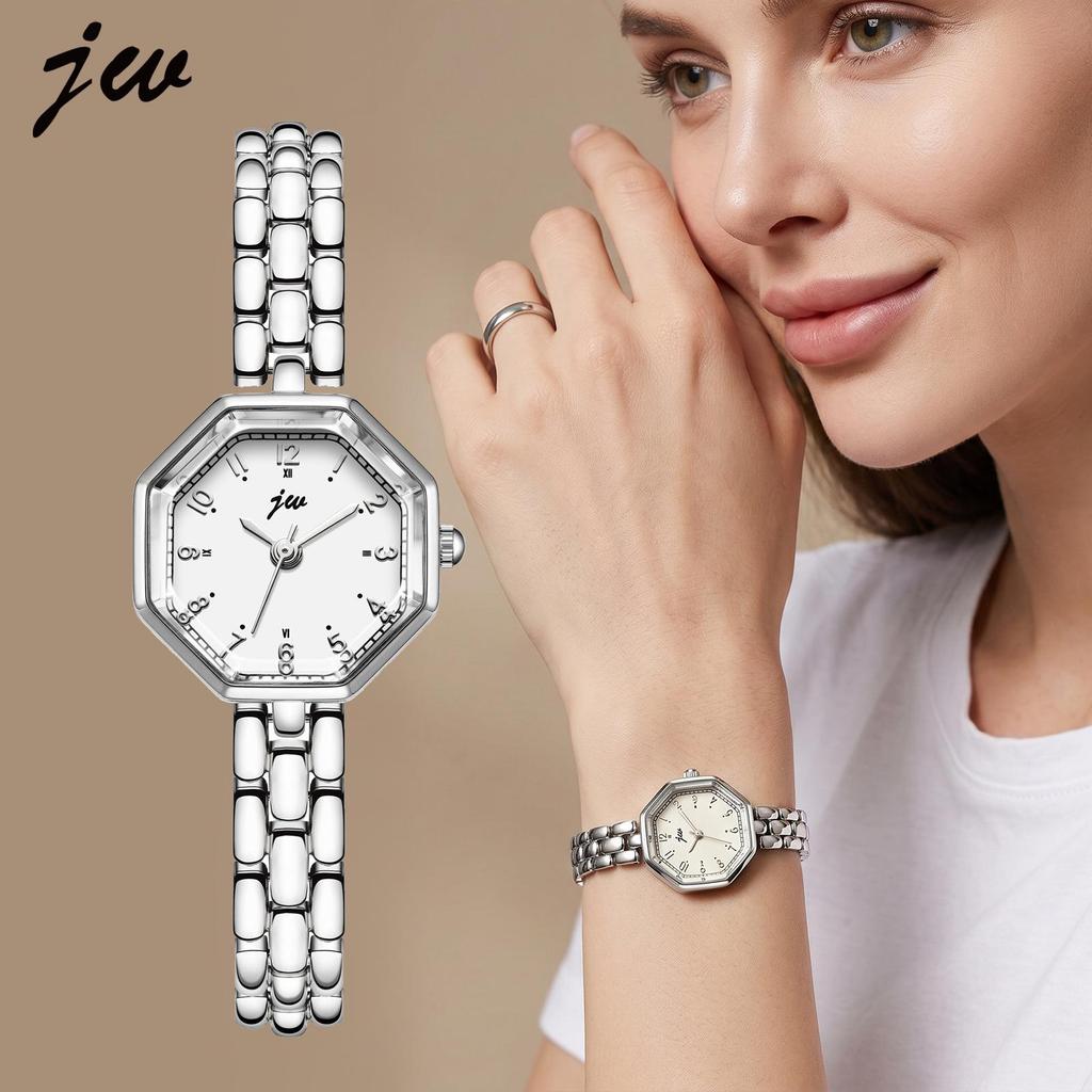 Gedi Women's Octagonal Quartz Watch with Steel Strap - Elegant Digital Scale, Light Luxury, Casual Style