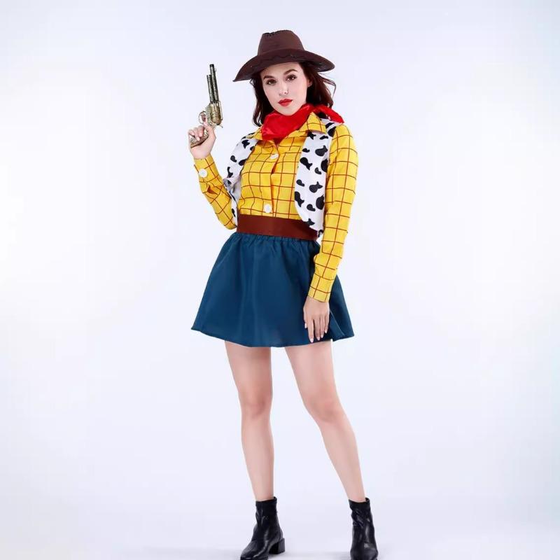 Halloween costumes, anime characters, adult children's toy stories, Sheriff Woody costumes