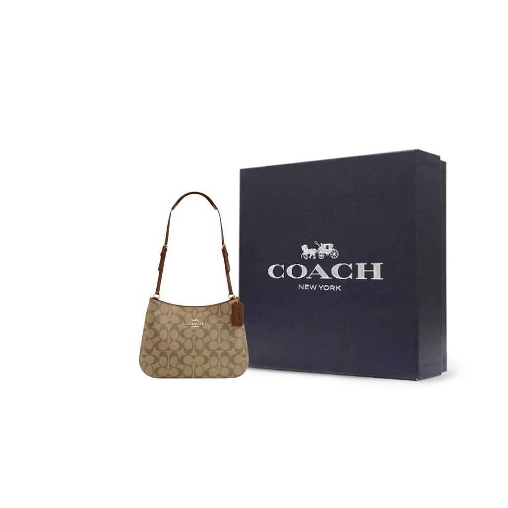 Coach Penelope 27 Klasyczna Torba Tote na Ramię ze Skóry z Monogramem Duże Damskie Torby Khaki Brąz Siodłowy CO953-IME74