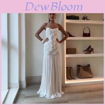 Elegant Polyester Rose Embellished Sleeveless Dress For Spring Womens Casual Style
