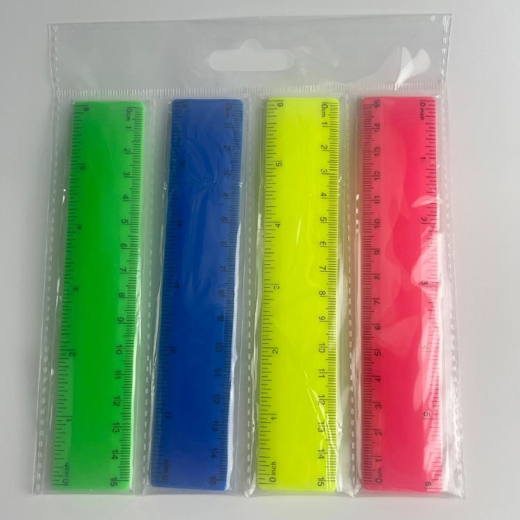 4Pcs Measuring Ruler Tool with Inches Centimeters for Classroom Home Office Colorful Ruler Plastic Ruler Straight Clear