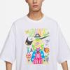 Nike Tricou cu mânecă scurtă, cu gât rotund, lejer, respirabil, cu imprimeu graffiti cu personaje de desene animate, pentru bărbați, topuri, alb FD1354-100