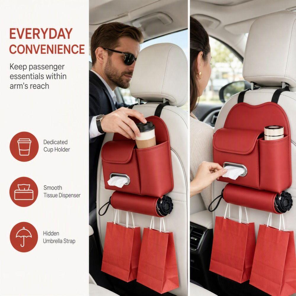 Space Saving Car Backseat Organizer Waterproof Car Seat Back Tissue Box Car Cup Holder Back Seat