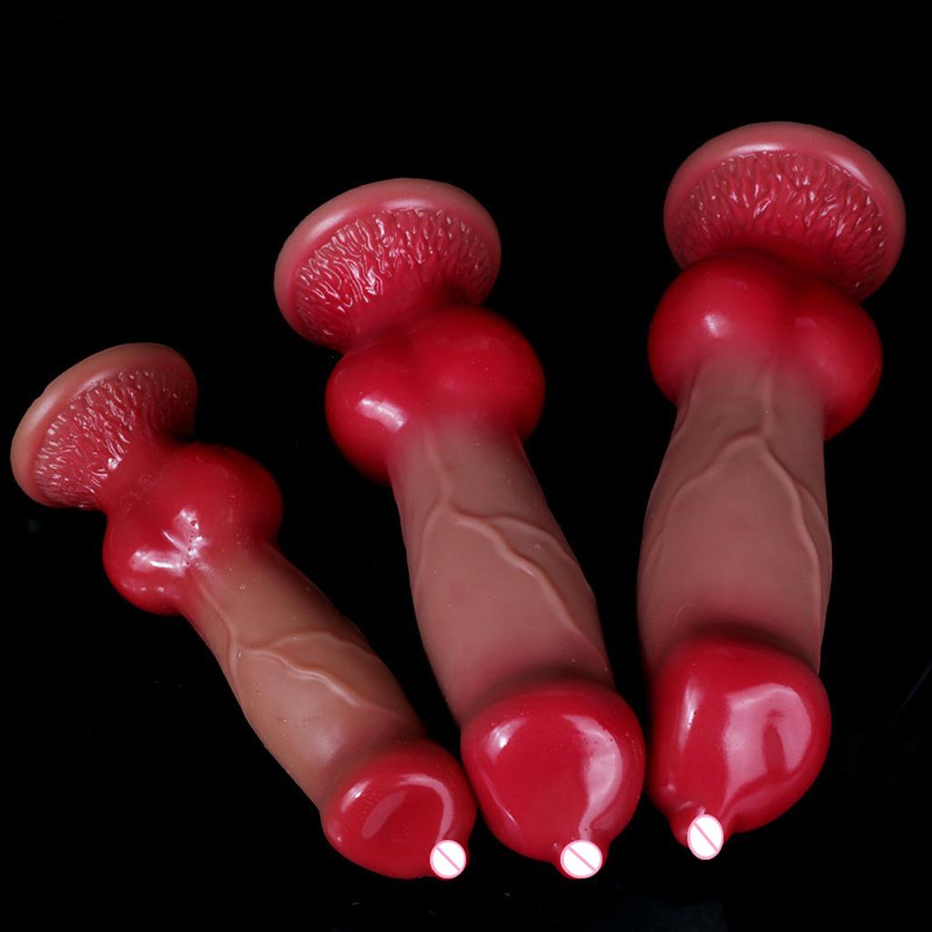 Liquid Silicone Shaped Dog Dildo Rear Anal Plug Dildo Female Masturbator Sex Products