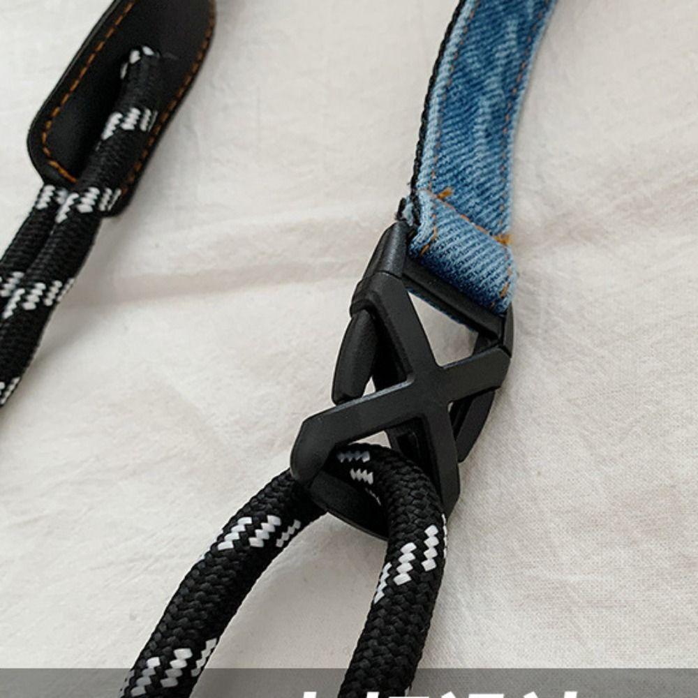 Large Capacity Drawstring Crossbody Bag Solid Color Jeans Shoulder Bag Denim Canvas Bag  Women