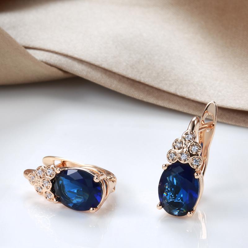 Oval Cut White Blue Multicolor Purple Zircon Full Inlay Earrings for Women Wedding Jewelry Dangle Accessories Valentine's Day Gift