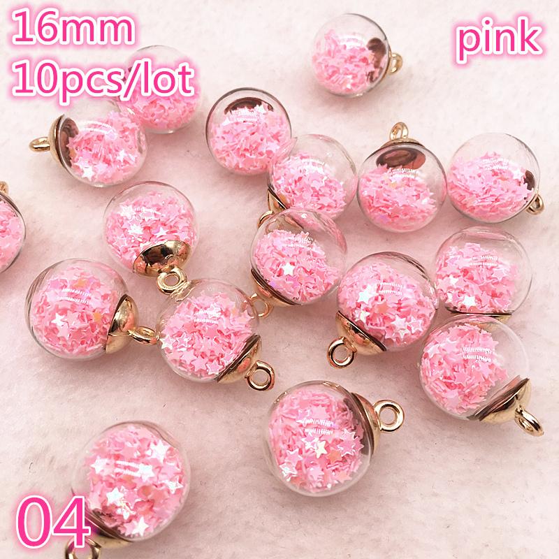 New 16mm Colorful Transparent Ball Glass Star/Round Charms Pendant Find Hair Accessories Jewelry Charms Earring